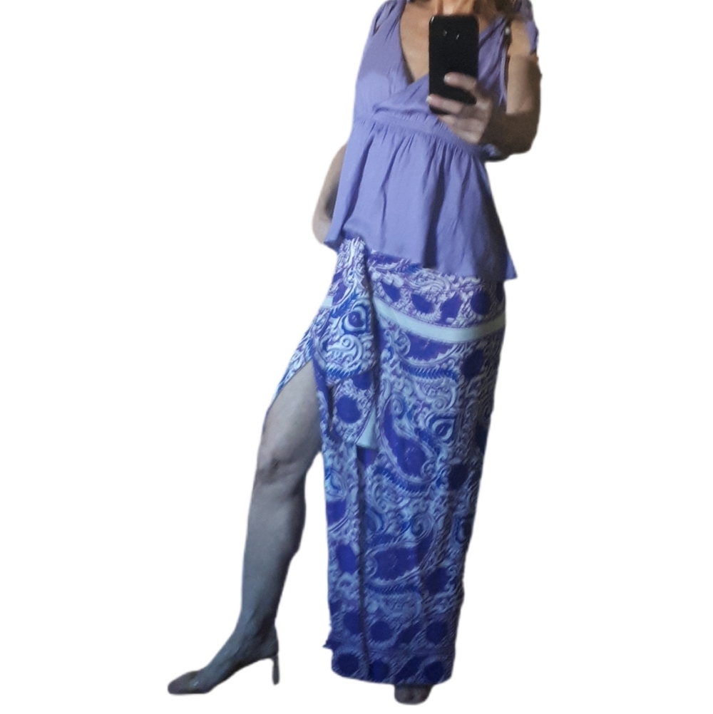 Rare Zara Purple and White Maxi Skirt 7690/031